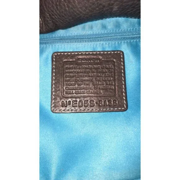 Coach Chelsea Turnlock Hobo Black Pebbled Leather Shoulder Bag Brown Strap Small - Picture 7 of 16